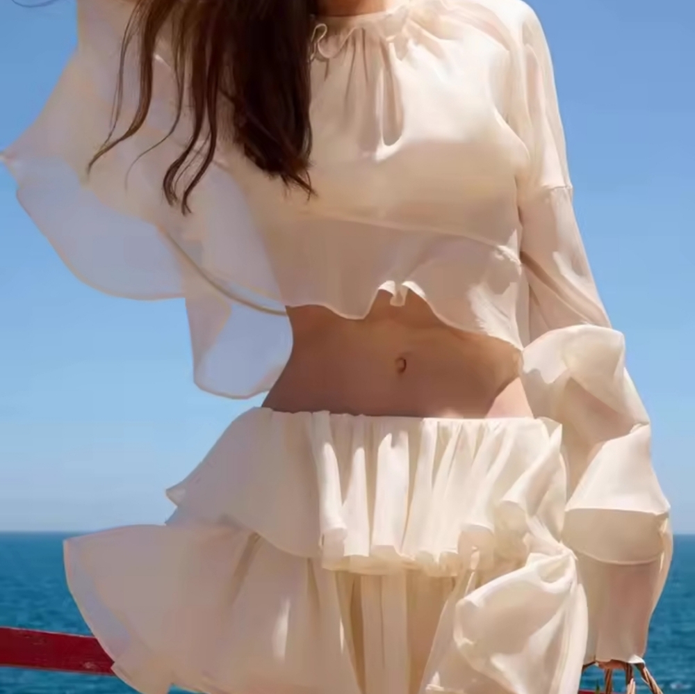 Two Piece Sets ForWomen Round Neck Long Sleeves Top Low Waist - Picture 8 of 8